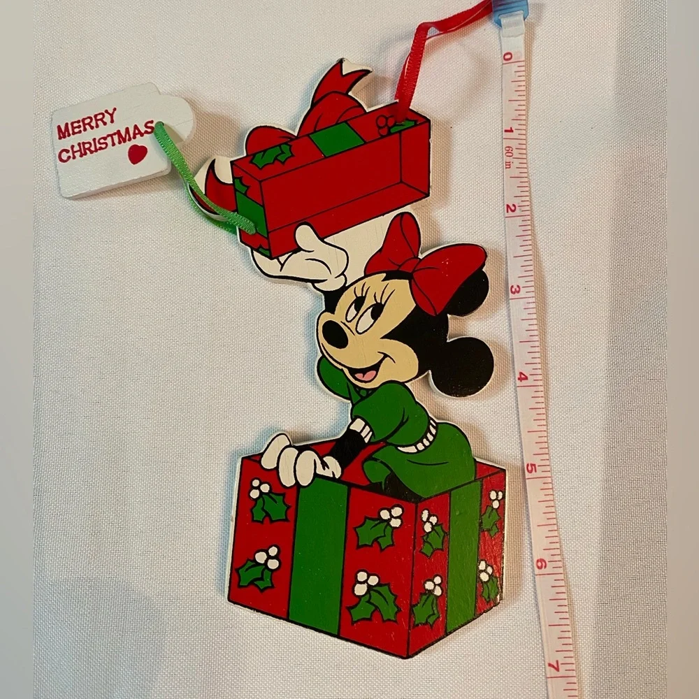 Vintage Walt Disney / Kurt Adler Minnie Mouse Wooden Christmas Ornament